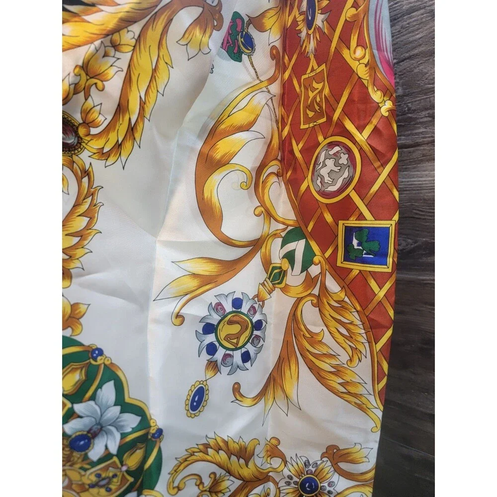 Vintage Large baroque scroll pattern Design Silk Scarf NIP